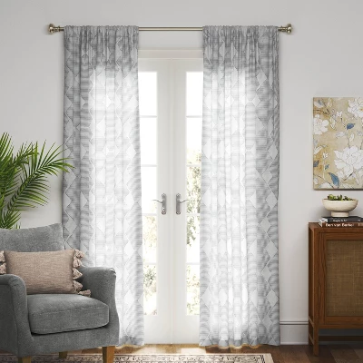 1pc 54"x84" Sheer Clipped Curtain Panel Radiant Gray - Threshold™ 1 1pc 54"x84" Sheer Clipped Curtain Panel Radiant Gray - Threshold™