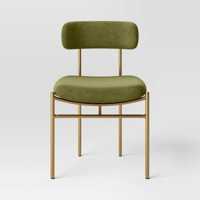 Orion Luxe Dining Chair With Brass Legs Olive Green Velvet - Threshold™ 2 Orion Luxe Dining Chair With Brass Legs Olive Green Velvet - Threshold™ - Image 2