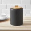 Large Stoneware Tilley Food Storage Canister With Wood Lid Black - Threshold™