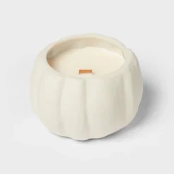 12oz Brushed Abstract Pumpkin Ceramic With Woodwick And Dustcover Honeycrisp Apple Cider Candle - Threshold™ -Threshold GUEST 96f15198 66a4 49d6 983d ed3b201b4b2d