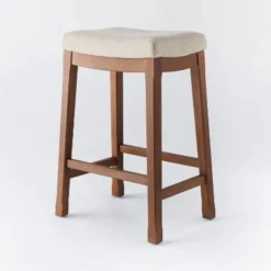 Candor Wood And Upholstered Saddle Counter Height Barstool - Threshold™ -Threshold GUEST 9752c844 5eab 4428 9bc4 84b07e39c310