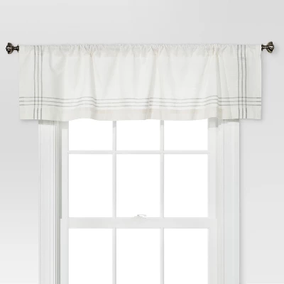 1pc 54"x15" Light Filtering Stripe Border Window Valance Cream/Gray - Threshold™ 1 1pc 54"x15" Light Filtering Stripe Border Window Valance Cream/Gray - Threshold™