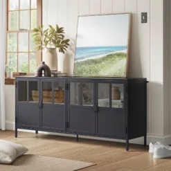 Half Glass TV Stand For TVs Up To 60" Black - Threshold™