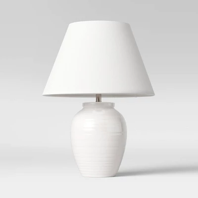 Turned Ceramic Table Lamp White - Threshold™ 4 Turned Ceramic Table Lamp White - Threshold™ - Image 4