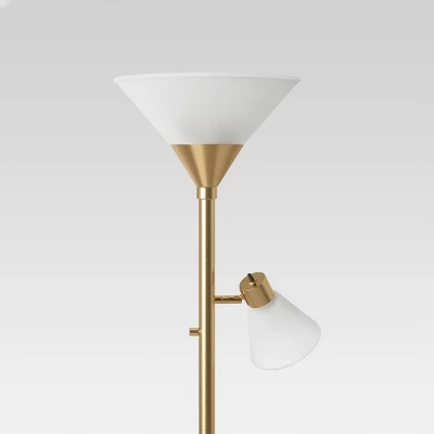 Mother Daughter Torchiere Floor Lamp With Glass Shade - Threshold™ 2 Mother Daughter Torchiere Floor Lamp With Glass Shade - Threshold™ - Image 2
