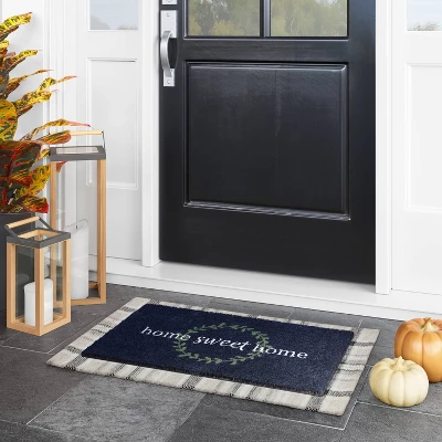 1'6"x2'6" Home Sweet Home Doormat Navy - Threshold™ 1 1'6"x2'6" Home Sweet Home Doormat Navy - Threshold™