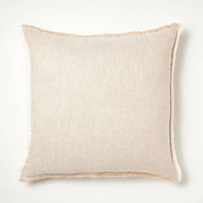 Oversized Reversible Linen Square Throw Pillow With Frayed Edges - Threshold™ Designed With Studio McGee 4 Oversized Reversible Linen Square Throw Pillow With Frayed Edges - Threshold™ Designed With Studio McGee - Image 4