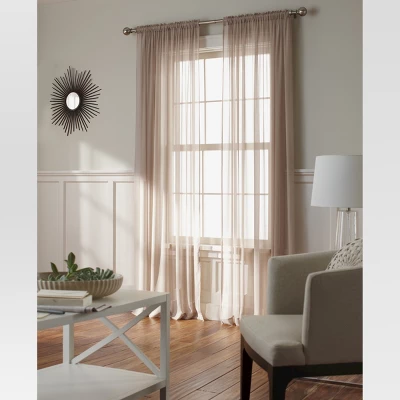 1pc 52"x84" Sheer Chiffon Curtain Panel White - Threshold™ 2 1pc 52"x84" Sheer Chiffon Curtain Panel White - Threshold™ - Image 2