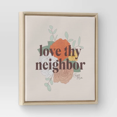 12" X 12" Love The Neighbor By Chantell Marlow Framed Wall Canvas - Threshold™ 2 12" X 12" Love The Neighbor By Chantell Marlow Framed Wall Canvas - Threshold™ - Image 2