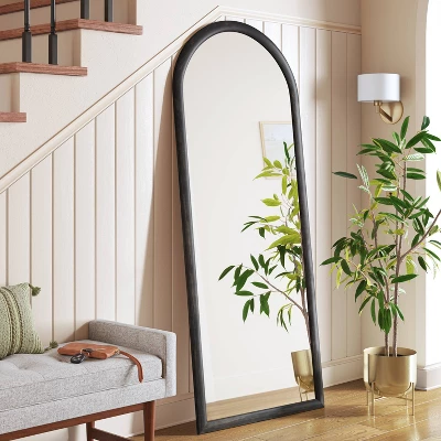 30" X 74" Bullnose Floor Mirror Black - Threshold™ 1 30" X 74" Bullnose Floor Mirror Black - Threshold™