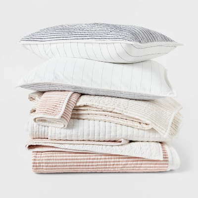 Reversible Cotton Stripe Quilt Collection - Threshold™ 1 Reversible Cotton Stripe Quilt Collection - Threshold™