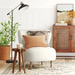 Maxton Modern Faux Sherling Wingback Chair White - Threshold™