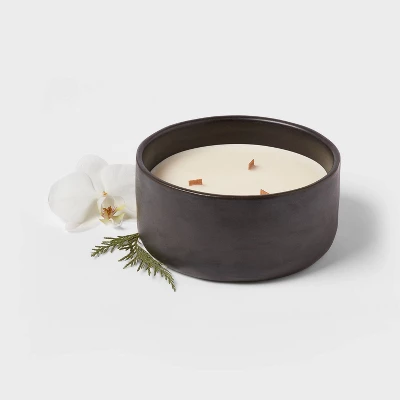 16oz Blackened Bowl Ceramic With Multi Woodwick And Dustcover Spice Vanilla Fig Candle Black - Threshold™ 2 16oz Blackened Bowl Ceramic With Multi Woodwick And Dustcover Spice Vanilla Fig Candle Black - Threshold™ - Image 2