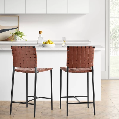 Wellfleet Woven Faux Leather Metal Base Counter Height Barstool - Threshold™ 1 Wellfleet Woven Faux Leather Metal Base Counter Height Barstool - Threshold™
