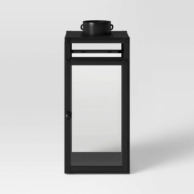 24" X 8" Decorative Metal Lantern Candle Holder Black - Threshold™ 2 24" X 8" Decorative Metal Lantern Candle Holder Black - Threshold™ - Image 2