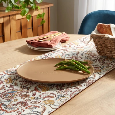 Small Ceramic Serving Platter Clay Thankful - Threshold™ 1 Small Ceramic Serving Platter Clay Thankful - Threshold™