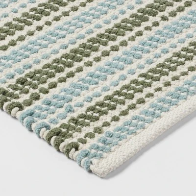 20"x32" Chenille Striped Bath Rug Dark Green - Threshold™ 2 20"x32" Chenille Striped Bath Rug Dark Green - Threshold™ - Image 2