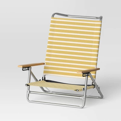 5 Position Beach Chair With Aluminum Frame & Wood Arms - Threshold™ 9 5 Position Beach Chair With Aluminum Frame & Wood Arms - Threshold™ - Image 9