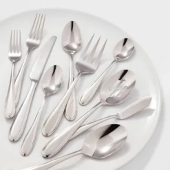 45pc Luxor 18/10 Stainless Steel Flatware Set - Threshold Signature™