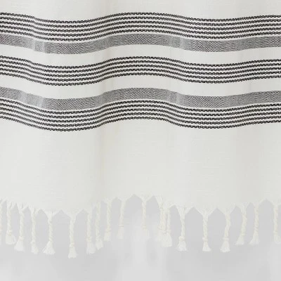 Striped Fringe Shower Curtain Off-White - Threshold™ 3 Striped Fringe Shower Curtain Off-White - Threshold™ - Image 3