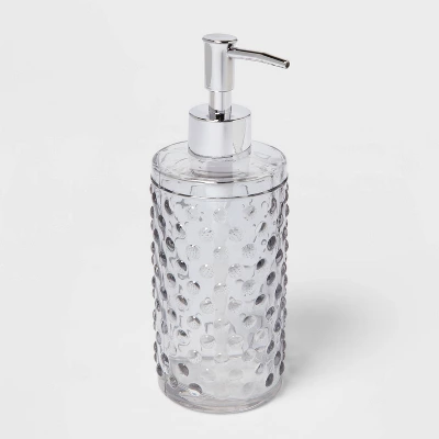 Hobnail Glass With Plastic Pump Soap/Lotion Dispenser Gray Tint - Threshold™ 2 Hobnail Glass With Plastic Pump Soap/Lotion Dispenser Gray Tint - Threshold™ - Image 2