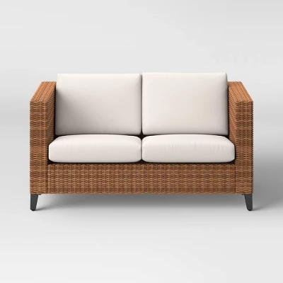 Brookfield Steel Wicker Loveseat - Light Brown - Threshold™ 2 Brookfield Steel Wicker Loveseat - Light Brown - Threshold™ - Image 2