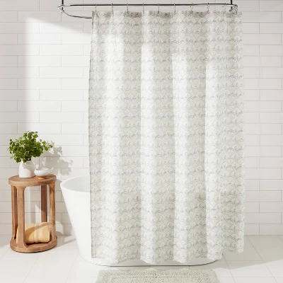Block Print Scallop Shower Curtain Aqua Blue - Threshold™ 1 Block Print Scallop Shower Curtain Aqua Blue - Threshold™