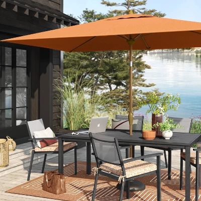 10'x6' Rectangular Market Patio Umbrella - Light Wood Pole - Threshold™ 1 10'x6' Rectangular Market Patio Umbrella - Light Wood Pole - Threshold™