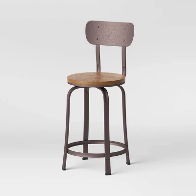 Dakota Swivel Wood Seat Barstool With Adjustable Legs Metal - Threshold™ 5 Dakota Swivel Wood Seat Barstool With Adjustable Legs Metal - Threshold™ - Image 5