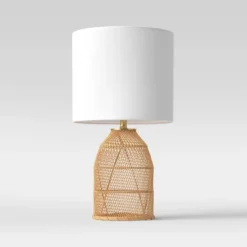 Rattan Diagonal Weave Table Lamp Tan - Opalhouse™ -Threshold GUEST dae93eeb ddb7 44ce 88df 301a4b240217