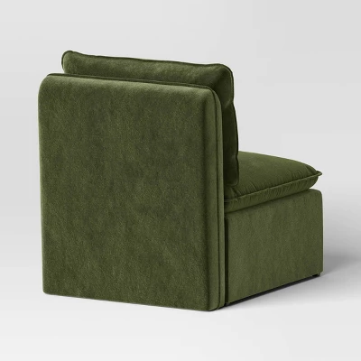 Haven Velvet Modular French Seam Sofa Chair Dark Green - Threshold™ 3 Haven Velvet Modular French Seam Sofa Chair Dark Green - Threshold™ - Image 3