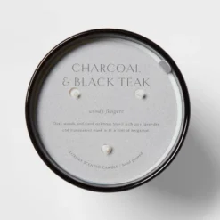 Colored Vase Glass With Dustcover & Black Teak Candle Black - Threshold™ -Threshold GUEST db5f0a77 3d4b 4811 aeb9 5e16fded9c82