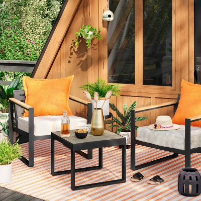 7'x10' Narrow Wornstripe Rectangular Woven Outdoor Area Rug Coral Orange - Threshold™ 1 7'x10' Narrow Wornstripe Rectangular Woven Outdoor Area Rug Coral Orange - Threshold™