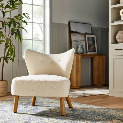 Sculpted Faux Shearling Accent Chair Cream - Threshold™ Designed With Studio McGee 1 Sculpted Faux Shearling Accent Chair Cream - Threshold™ Designed With Studio McGee