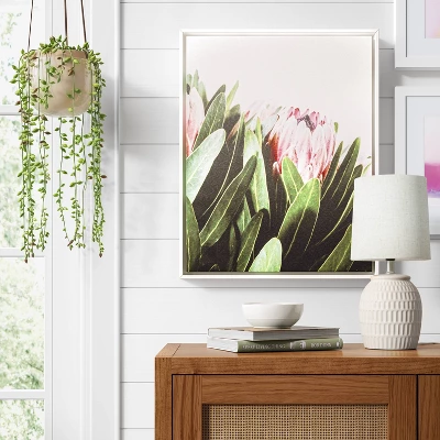 16" X 20" Floral Photography Framed In Pale Maple Wall Canvas Pink - Threshold™ 1 16" X 20" Floral Photography Framed In Pale Maple Wall Canvas Pink - Threshold™