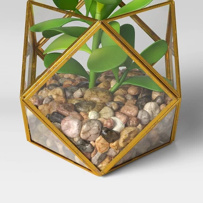 5" X 4" Artificial Succulent Plant With Brass Terrarium - Threshold™ 3 5" X 4" Artificial Succulent Plant With Brass Terrarium - Threshold™ - Image 3