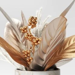 Artificial Plant Small Gold Leaf Arrangement - Threshold™ -Threshold GUEST e6c14813 96d7 47e4 b370 e7691342ebcc