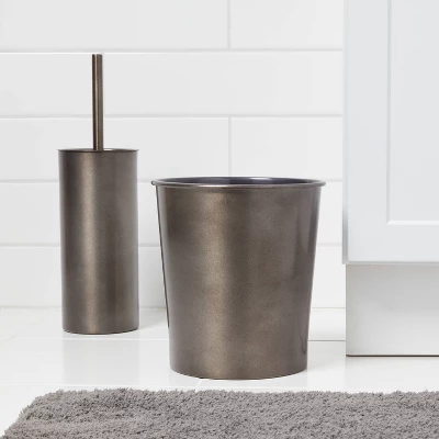 Aluminum Toilet Brush And Holder Set With Aged Metal Finish Gray - Threshold™ 1 Aluminum Toilet Brush And Holder Set With Aged Metal Finish Gray - Threshold™