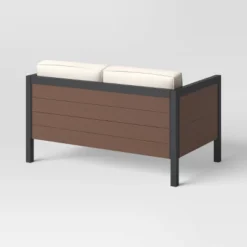 Bryant 2pc Faux Wood Patio Loveseat & Coffee Table - Gray/Natural - Threshold™ -Threshold GUEST e7ed45fd b978 4207 ae3a e5295e23db39