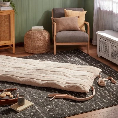 Luxe Channel Faux Fur Lounge Pillow Khaki - Threshold™ 1 Luxe Channel Faux Fur Lounge Pillow Khaki - Threshold™