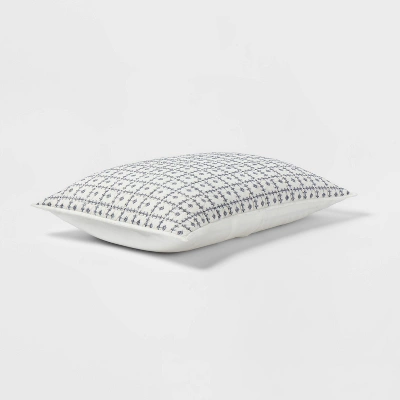 Embroidered Grid Sham Blue - Threshold 2 Embroidered Grid Sham Blue - Threshold - Image 2