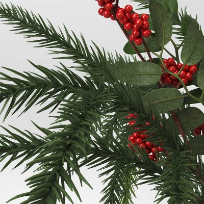 Artificial Plant Large Mixed Greenery And Red Berries Arrangement - Threshold™ 2 Artificial Plant Large Mixed Greenery And Red Berries Arrangement - Threshold™ - Image 2