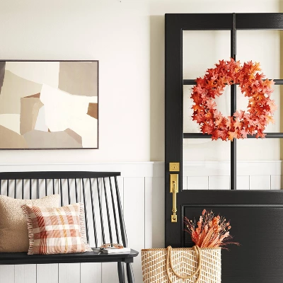 30" X 24" Abstract Framed Canvas Tan - Threshold™ 1 30" X 24" Abstract Framed Canvas Tan - Threshold™