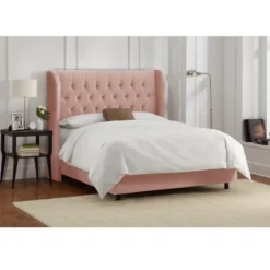 Tufted Velvet Upholstered Wingback Bed - Skyline Furniture