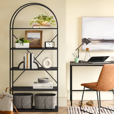 72" Glasgow Metal Arch Bookshelf Black - Threshold™ 1 72" Glasgow Metal Arch Bookshelf Black - Threshold™