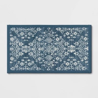 Vintage Print Comfort Rug Blue - Threshold™ 4 Vintage Print Comfort Rug Blue - Threshold™ - Image 4