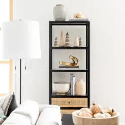 Console Table With Woven Rattan Shelf Black - Threshold™ Designed With Studio McGee -Threshold GUEST f71b8141 512b 4383 9135 4f0d694163bd