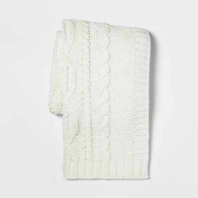 Cable Knit Chenille Throw Blanket - Threshold 3 Cable Knit Chenille Throw Blanket - Threshold - Image 3