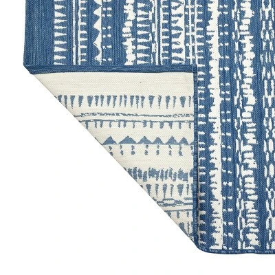 7' X 10' Outdoor Rug Striped Fringe Blue - Threshold™ 3 7' X 10' Outdoor Rug Striped Fringe Blue - Threshold™ - Image 3