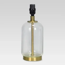 Bubble Glass With Brass Detail Small Lamp Base Clear - Threshold